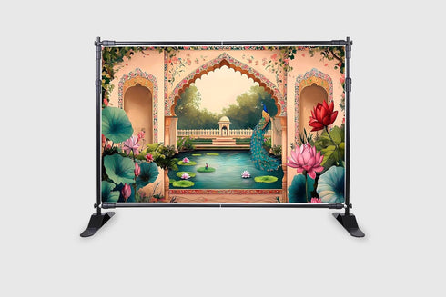 Lotus Pond & Peacock Background Photography Backdrops