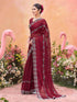 Vasthrlay Shimmer Chiffon Unstitched Maroon Saree