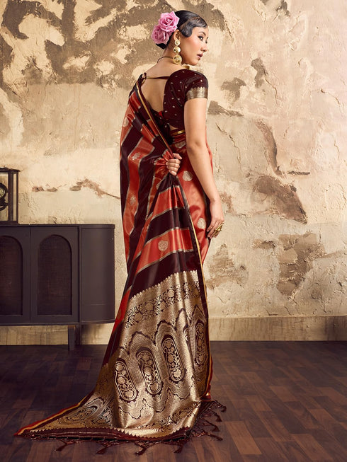 Vasthrlay Vasthrlaywomensbluesatinethnicmotifprinttasselsandlatkanssareewithunstitchedblousepiece Sareeforwoman Designersareeforwomen Rj Ethnic Wear