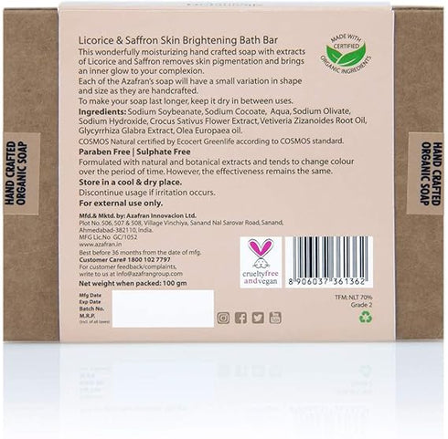 Azafran Organic Licorice And Saffron Brightening Bath Bar