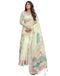 Vasthrlay Womens Printed Unstitched Light Green Saree