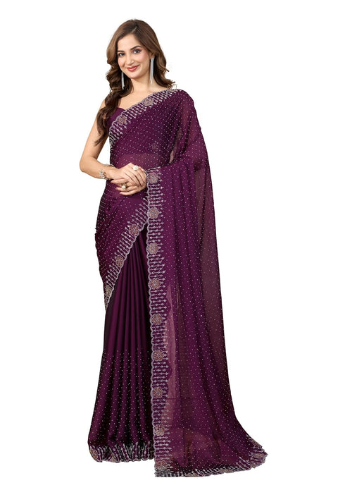 Vasthrlay Siroski Unstitch Purple Ethnic Wear