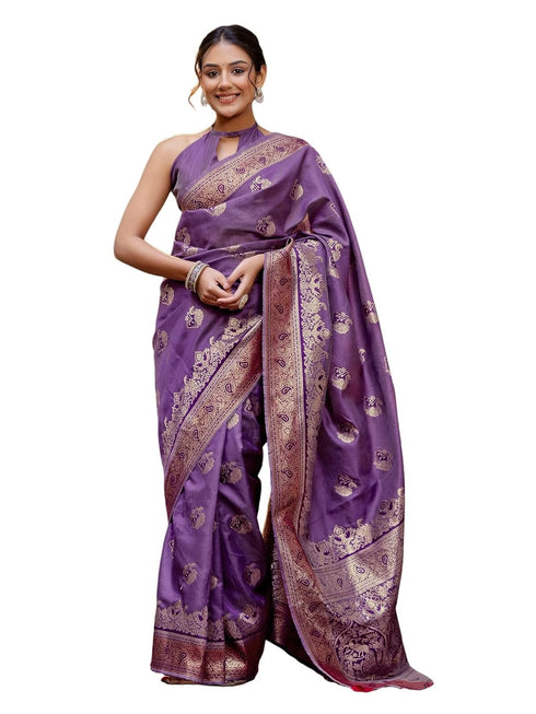 Vasthrlay Banarasi Weaving Peach Saree