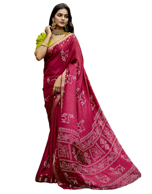 Vasthrlay Bandhani Printed Unstitched Black Saree