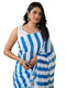 Vasthrlay Womens Printed Blue Saree With Unstitched Blouse Piece