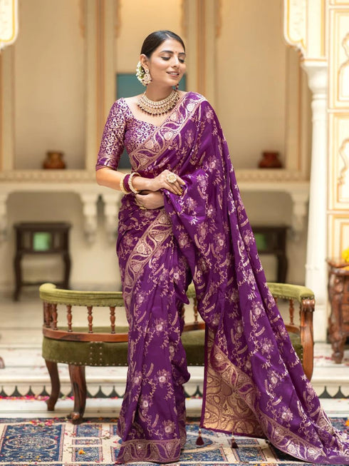 Vasthrlay Kanjivaram Unstitched Saree