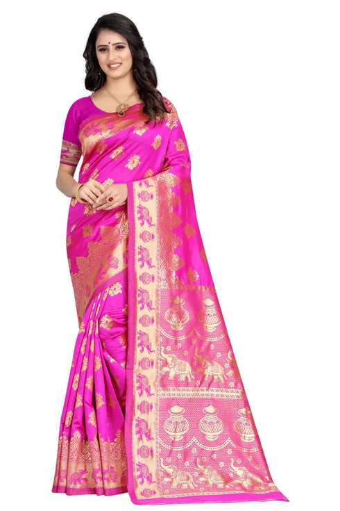 Vasthrlay Kanjivaram Banarasi Collections Pari9016 Saree With Blouse Piece