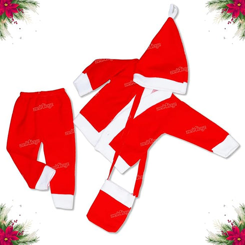 Zest 4 Toyz Santa Claus Dress for Kids Christmas Costume Dress with Jacket Pant Cap and Pouch Santa Dress for Boys and Girls