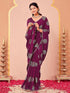 Vasthrlay Vichitra Printed Unstitched Rani Pink Saree