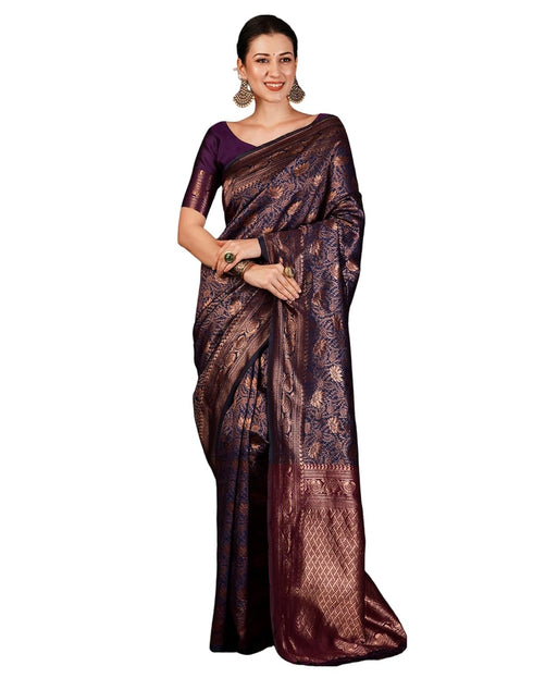 Vasthrlay Banarasi Kanjeevaram Unstitched Beige Saree