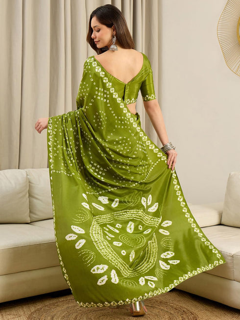 Vasthrlay Bandhani Printed Chiffon Unstitched Ethnic Wear