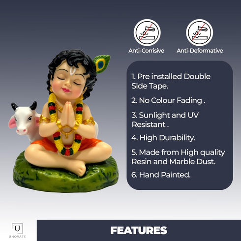 UNOVATE Krishna Idol Small | Lord Krishna Murti