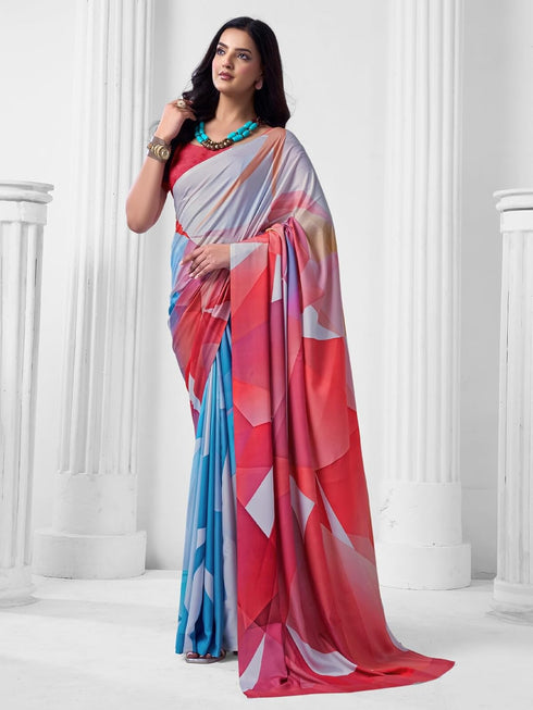 Vasthrlay Abstract Printed Beige Saree