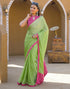 Vasthrlay Chiffon Bandhani Unstitched Light Green Saree