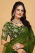 Designer Georgette Saree with Embroidered Blouse Piece