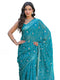 Vasthrlay Womens Printed Unstitched Dark Green Saree