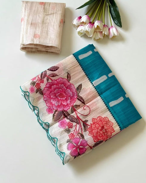 Vasthrlay Floral Scalloped Border Blouse