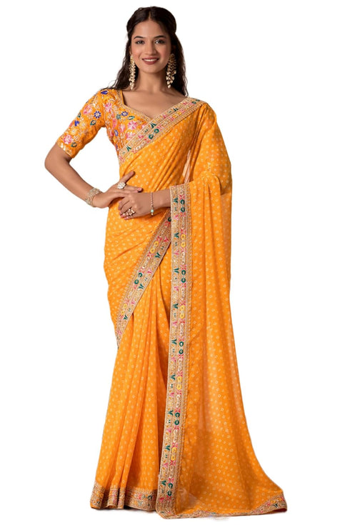Vasthrlay Embroidered Unstitched Saiyaara Gold Free Ethnic Wear