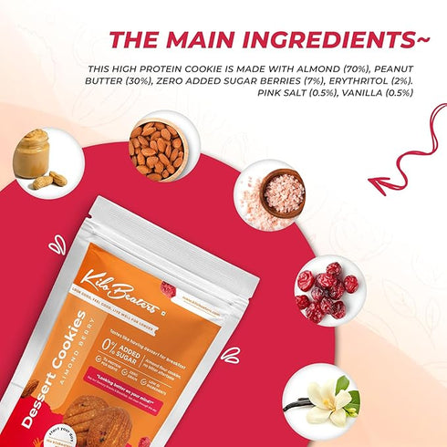 Kilobeaters Keto Friendly Almond Berry Dessert Cookies Biscuits