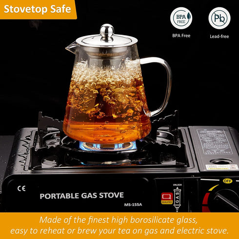 VICTUS ESTORE Glass Teapot with Removable Infuser