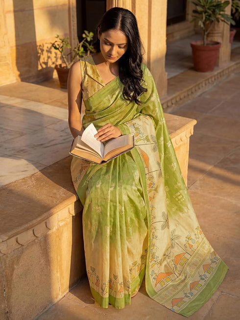 Vasthrlay Banglori Printed Dusty Saree