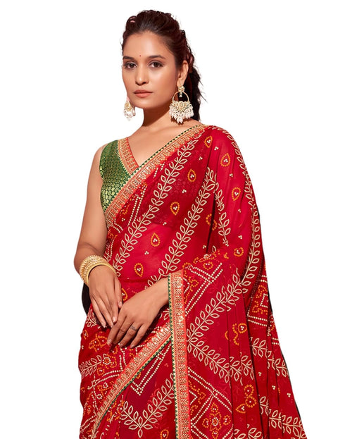 Vasthrlay Georgette Embroidery Unstitched Yellow Saree