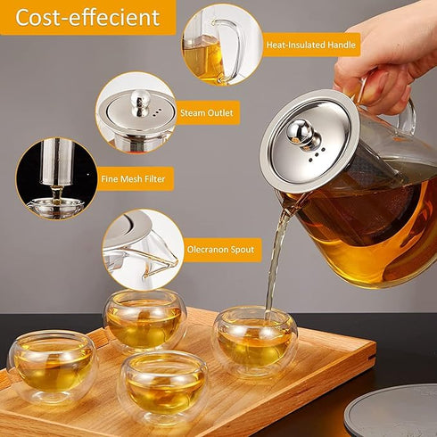 VICTUS ESTORE Glass Teapot with Removable Infuser