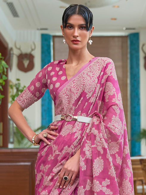Vasthrlay Design Unstitched Pink Ethnic Wear