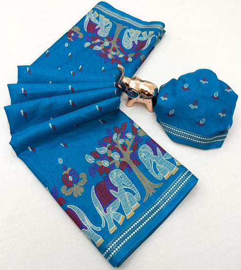Vasthrlay Kalamkari Elephant Contrast