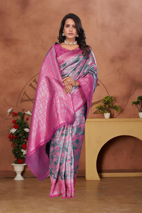 Vasthrlay Kanjivaram Blouse Purple Peachpurple