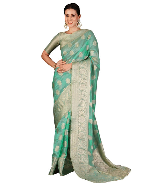 Vasthrlay Banarasi Kanjivaram Unstitched Orange Saree