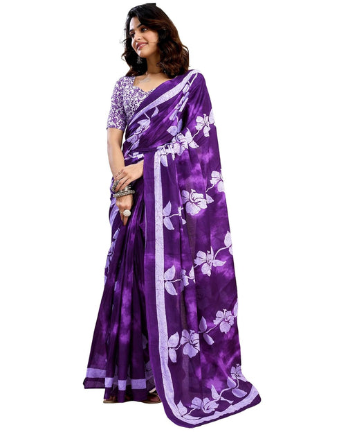 Vasthrlay Womens Printed Unstitched Dark Green Saree