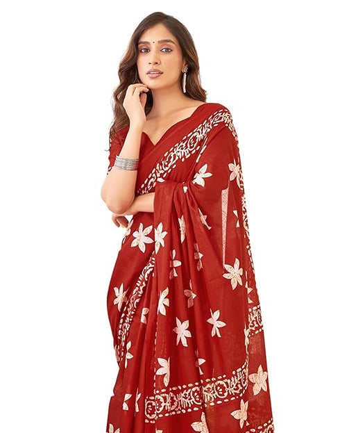 Siril Women'S Pure Cotton Saree | Printed Saree With Unstitched Blouse Piece
