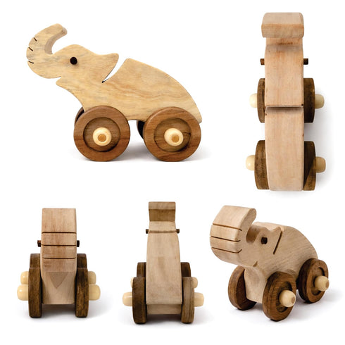 Wooden Elephant Pull-Along Toy for Toddlers