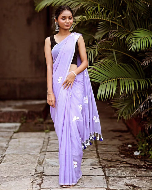 Vasthrlay Elegant Lavender Embroidery Included