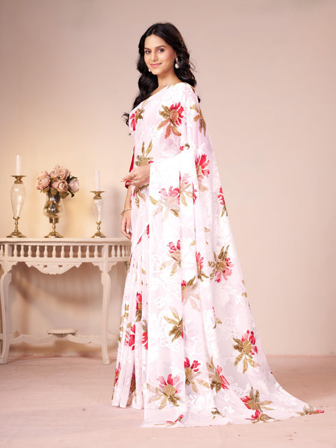Vasthrlay Beige Georgette Saree