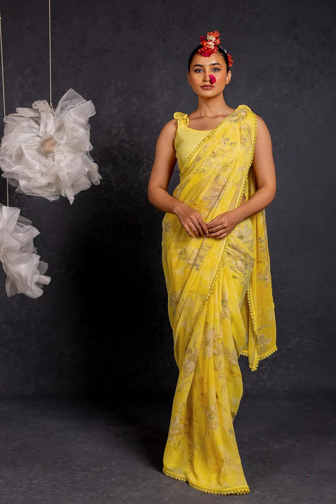 Vasthrlay Fashion Georgette Floral Printed Ethnic Wear