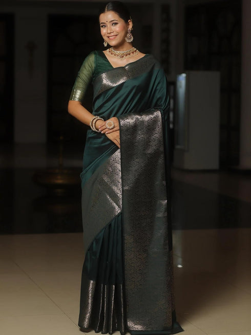 Vasthrlay Saree Kanjivaram Silk Pari Dark