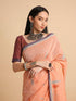 Vasthrlay Handloom Embroidered Apricot Saree