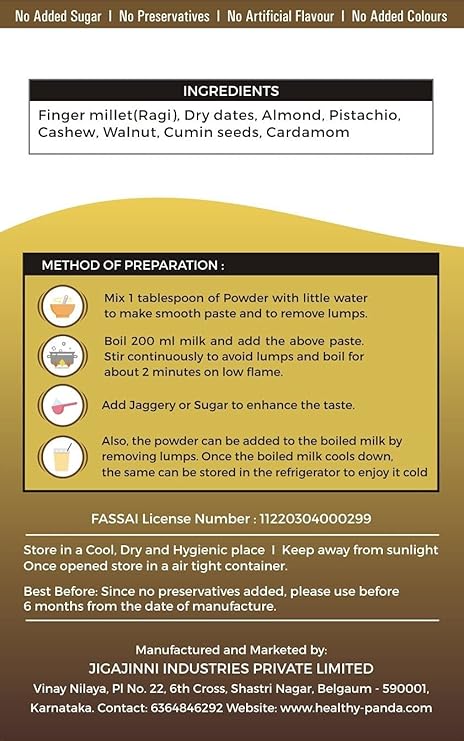 HEALTHY PANDA Organic Sprouted Ragi Dry Fruit Malt