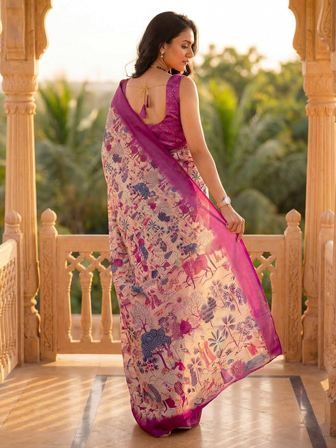 Vasthrlay Banglori Printed Dusty Saree