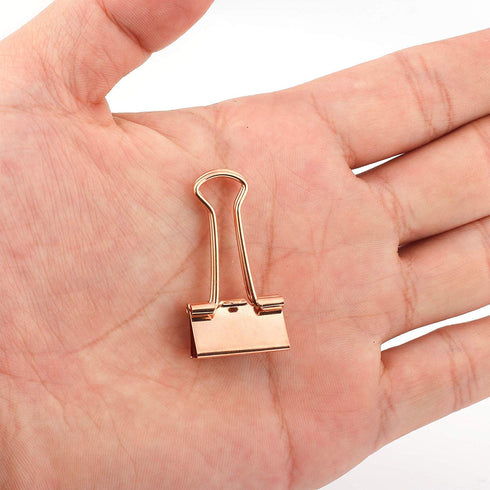 Anup Torda Rose Gold Binder Clips | 19 mm Small Metal Paper Clamps | Pack of 40
