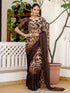 Vasthrlay Georgette Printed Unstitched Dark Green Saree