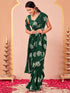Vasthrlay Vichitra Printed Green Saree With Unstitched Blouse Piece