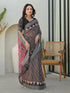 Vasthrlay Bandhani Embroidery Unstitched White Saree