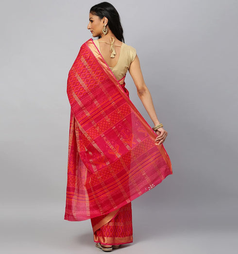 Vasthrlay Cotton Printed Green Saree