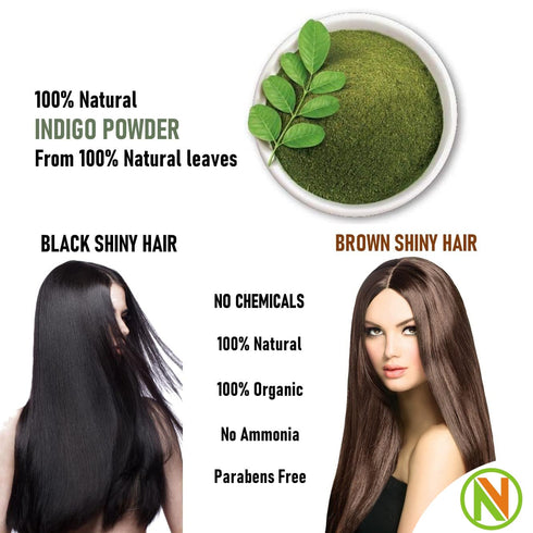NatureVit Indigo Powder Natural Hair Dye for Healthy| Lustrous Hair