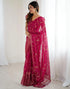 Vasthrlay Red Unstitched Saree