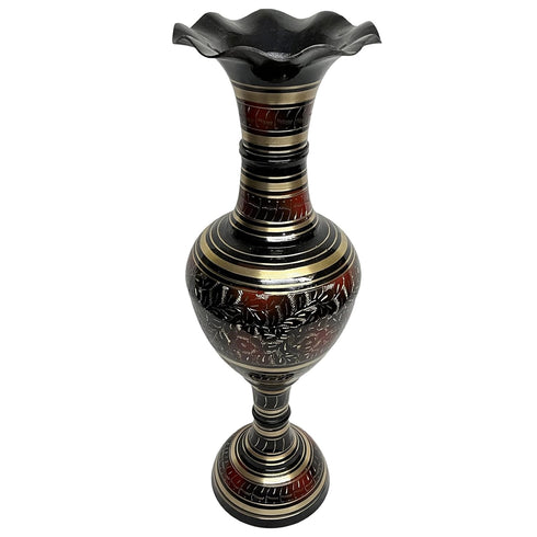 20 Inch Brass Floor Vase with Meenakari Work