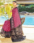 Vasthrlay Printed Pleated Pink And Grey Saree With Unstitched Blouse Piece